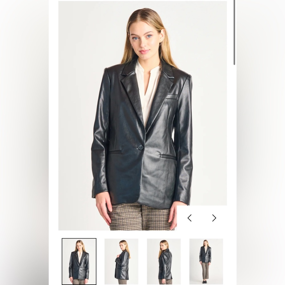 Black Tape_ Faux Leather Blazer Sz Small